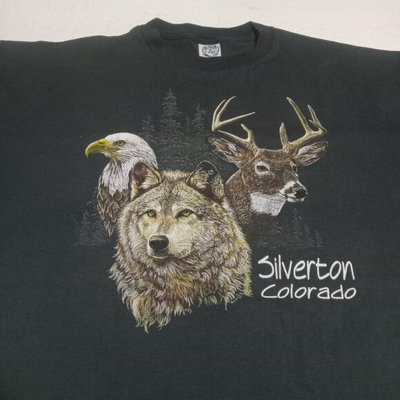 VTG Silverton Colorado Wildlife Print Men's SS T Shirt Size XXL Made in USA - Picture 1 of 7